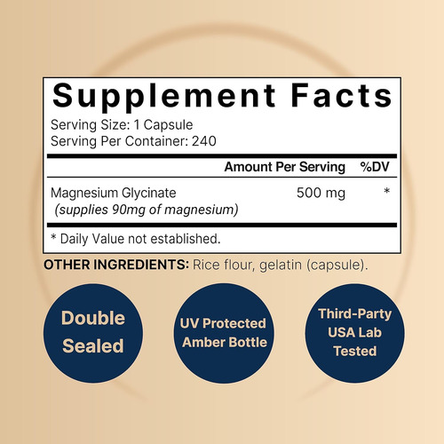 Cápsulas De Glicinato De Magnesio Naturebell 500 Mg | 240 Un
