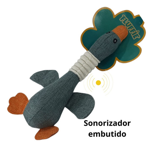 Brinquedo Ganso De Pelúcia Pet Bichinho Médio Porte Forte Cor Marrom-claro