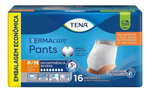 Fraldas Para Adultos Descartável Dermacare Pants C/16 Tena