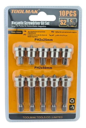 comprar Juego Punta Phillips C\u002F Tope Hexagonal S2 Ph2 10pc Magnetico