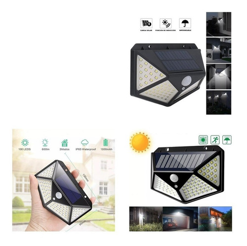 Farol Solar 20 Led  Con Sensor De Movimiento Negro / Plata