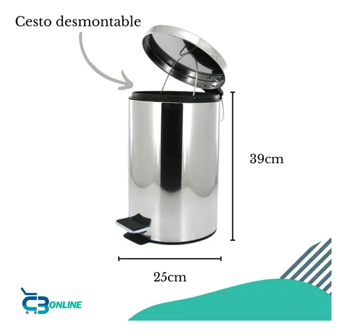Tacho Cesto De Basura 12 Litros Acero Inoxidable