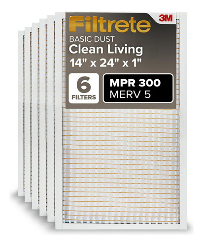 Filtro De Aire Filtrete Clean Living Basic Dust Mpr 300 14x2