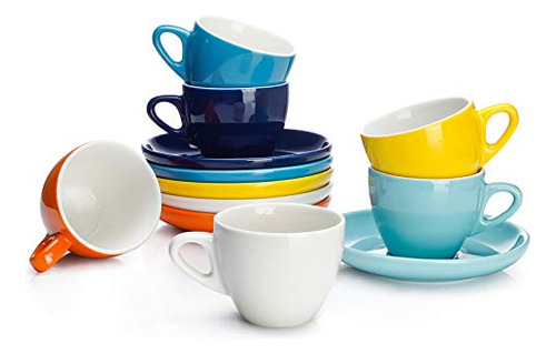 Sweese 402.002 Espresso Cups With Saucers, 4 Ounce Demitasse