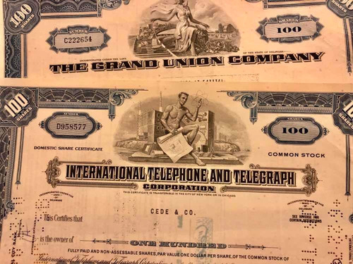 2 Acciones International Telephone Y Grand Unión (Usado)