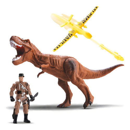 Boneco Dinossauro C/ Avião Dinopark Hunters - Bee Toys