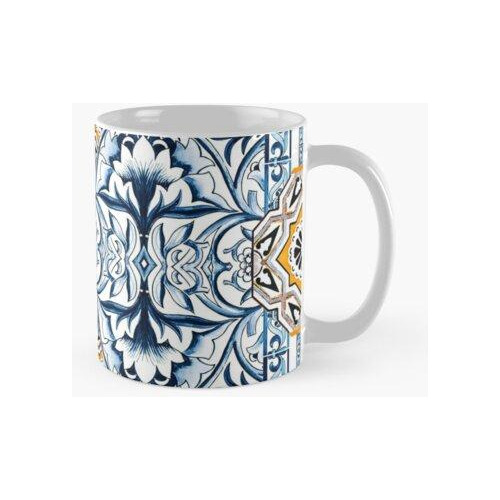 Taza Patrón De Azulejos Azules Vintage Romántico Italiano Ca