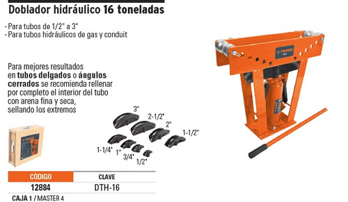 Imagen 1 de 3 de Dobladora De Tubos Hidraulica De 16toneladas 1/2 A 3 Truper