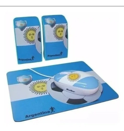 Kit Mouse + Pad Mouse + Parlantes Motivo Argentina Congreso