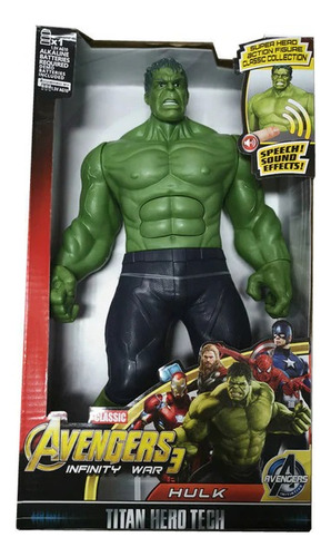 Muñeco Increíble Hulk 30cm Luz Y Sonido Articulado Verde