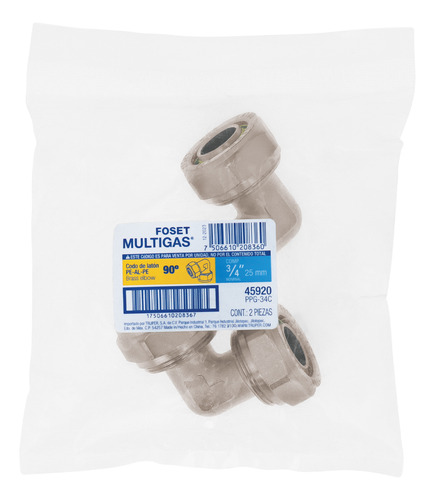 Codo 90° Para Pealpe 3/4¨ Foset 45920