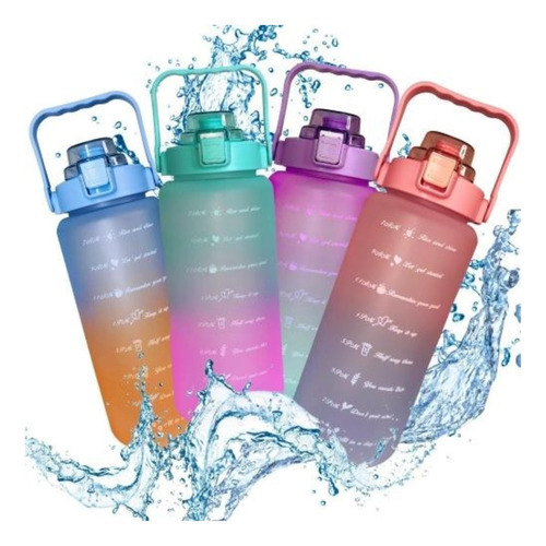 Garrafa Agua Motivacional Kit Com 3 Squeeze - Degrade