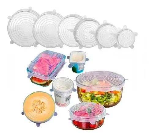 Tapas Silicona Multiuso Set X6 Reutilizables Ajustable