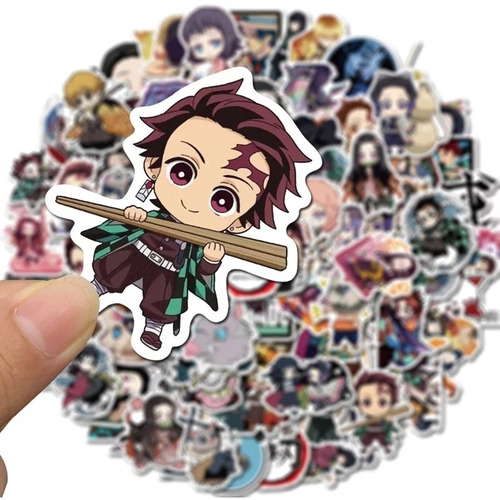 Imagen 4 de 7 de Set 100 Stickers Kimetsu No Yaiba Demon Slayer Anime 4-6 Cm