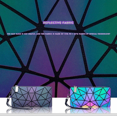 Imagen 3 de 4 de Bolsa Mariconera De Diseño Geométrico Tornasol,monedero