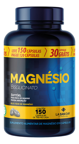 Magnesio 750mg Leve 150 / Pague 120 Cáps - La San-day