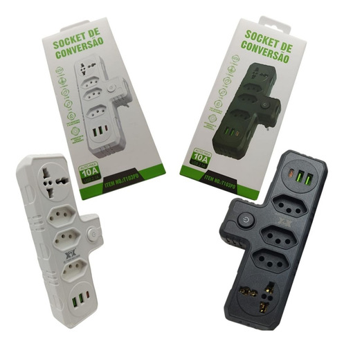 Benjamim Adaptador Universal Tomada Usb Tipo C Filtro Linha Branco 127/220V