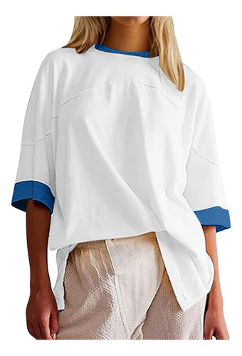 Camisa Extragrande De Patchwork Con Dobladillo Dividido Para