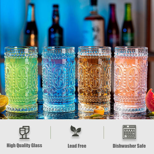 Vasos Para Beber Vintage, 6 Vasos Románticos De Vidrio, Vaso