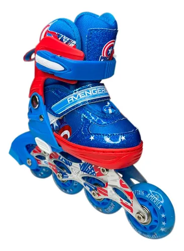 Kit Patines Ajustables Capitán América Niños + Casco Protecc