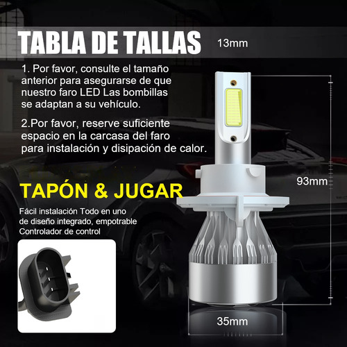 H13/9008 9145 Kit De Focos Led Para Dodge Dakota 2005-2009