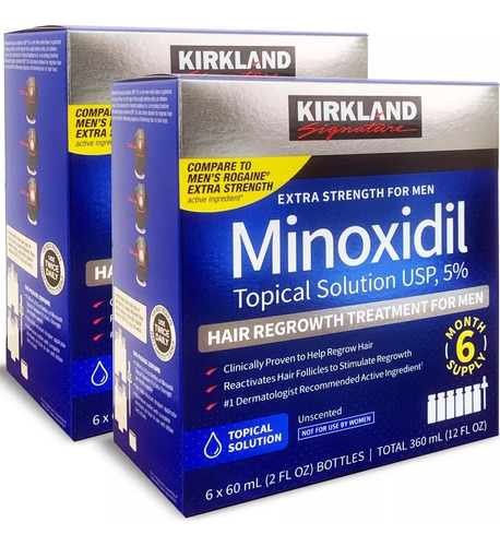 2 Cajas Minoxidil Kirkland 12meses Tratamiento Barba Cabello