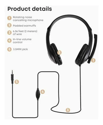 Auriculares Con Micrófono Y Diadema Ajustable Para Pc Y Celu