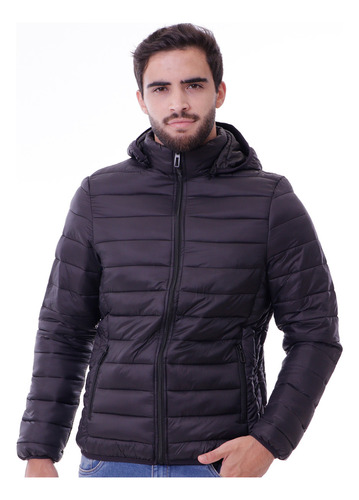 Jaqueta Puffer Preta Acolchoada Frio Inverno Térmica Capuz