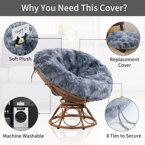 Funda Lanuda Cojín Papasan, Funda De Felpa Esponjosa C...