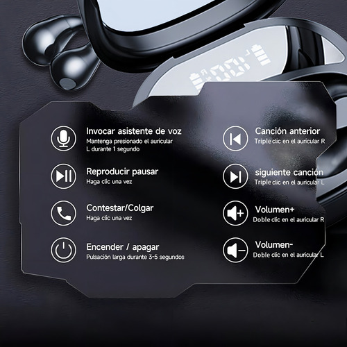 Audifonos Inalámbricos Conducción Ósea Bluetooth Deportivos Color Negro