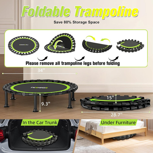 Zcmhaxj Mini Trampolín Plegable 40 Pulgadas/48 Pulgadas
