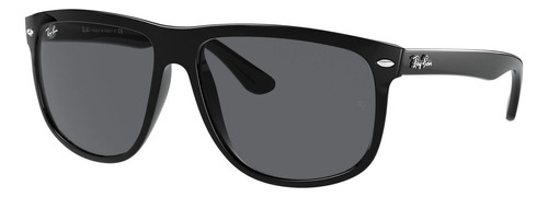 Anteojos de sol Ray-Ban RB4147 Large con marco de nailon color polished shiny black, lente grey clásica, varilla polished shiny black de nailon