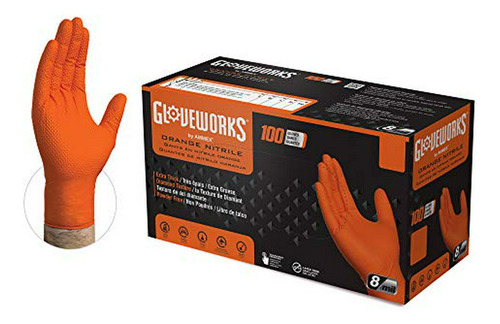 Guantes Desechables Industriales De Nitrilo  Hd Orange, 8 Mi