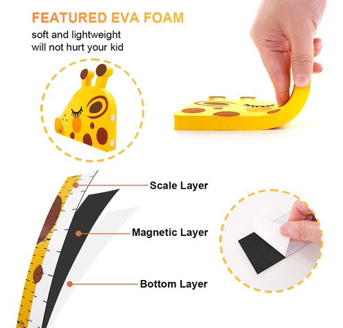 Baby Height Growth Chart Ruler For Kids Room Decor,3d Mov...