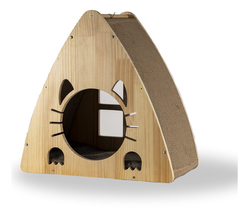 Armarkat Condominio Para Gatos De Madera Maciza Natural Tri.