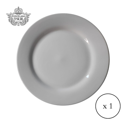 Plato Playo 27 Cm Porcelana Tsuji Linea 1150 Ala Ancha Color Blanco Liso
