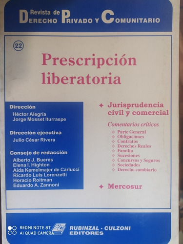 Prescripcion Liberatoria - Revista Derecho Privado Rubinzal 