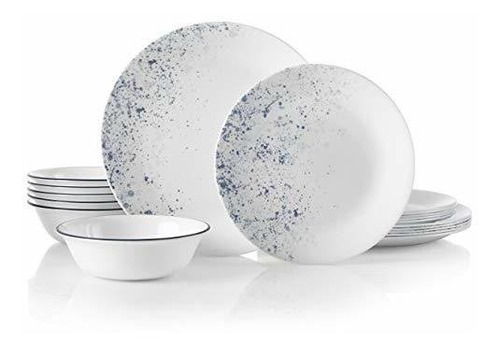 Corelle Servicio 18 Piezas Para 6, Chip Resistente, Indigo M