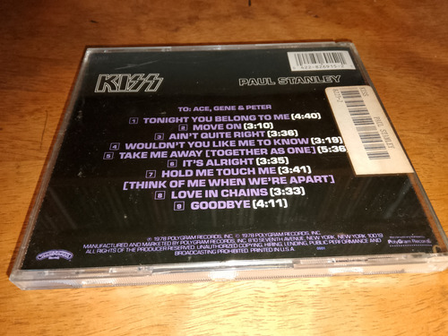 Kiss Paul Stanley Cd Usa 1988 (Usado)