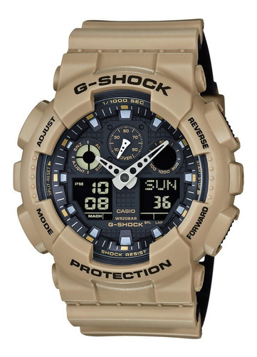 Reloj Para Caballero Casio G-shock Modelo: Ga-100l-8acr  Env Color Del Fondo Negro Color De La Correa Beige Color Del Bisel Beige