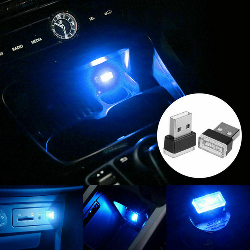 3x Blue Mini Led Usb Car Interior Light Neon Atmosphere  Aad