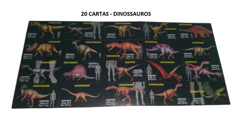 Card Game Dinossauro 20 Cards + Jogo Memória Rex Raciocinio - Pmbi