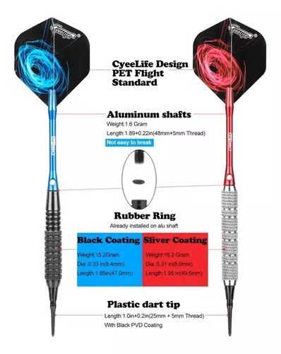 CyeeLife-Juego de dardos profesionales de punta de plástico para