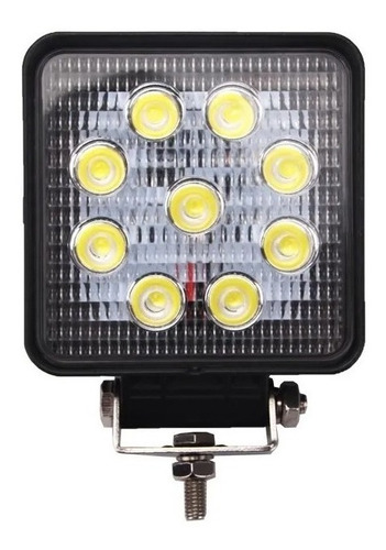 Imagen 1 de 10 de Faro Auxiliar 9 Led Cuadrado 27w Auto Camionta 4x4 C/soporte