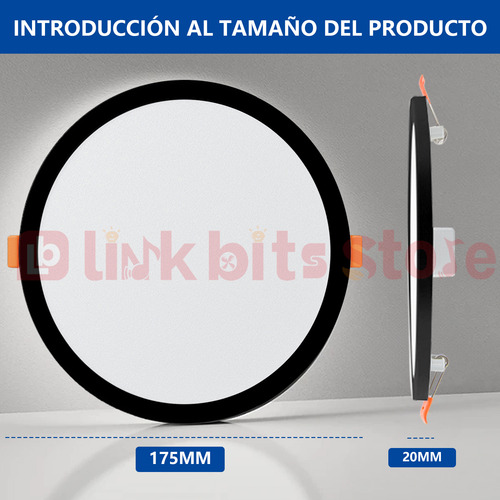 Lampara Spot Ajustable Con 3 Tonos Luz Marco Negro 20pzs 18w