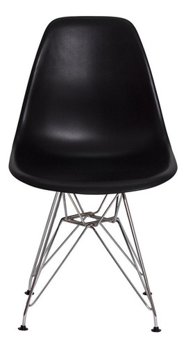 Cadeira Eiffel Eames Preta Base Cromada Sala Cozinha Jantar