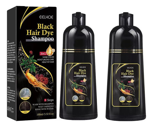 Shampoo Para Cubrir Canas Tinte Negro 2pc