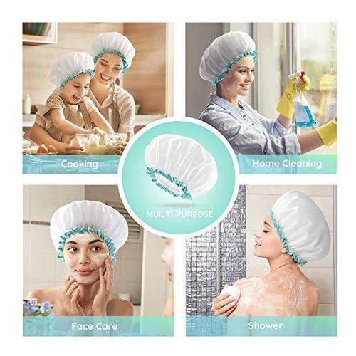 Gorros De Ducha Blancos Mikimini Para Mujer, Cabello Largo,