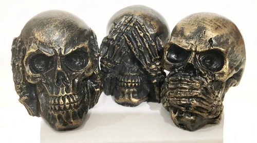 Trio De Crânio Sábios Caveira Decorativo Cego Surdo Mudo 3d