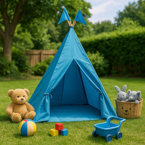 Kit 3 Cabana Festa Do Pijama Barraca Infantil Tenda De Índio Cor Azul